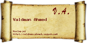 Valdman Ahmed névjegykártya